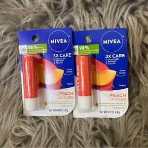 Nivea Peach Lip Care 2-Pack